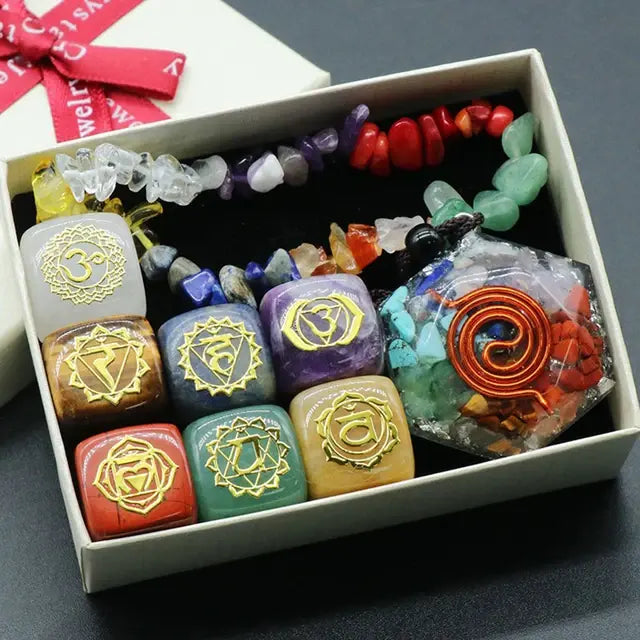 Set de 7 Piezas de Piedras de Cuarzo Cristalinas Naturales del Chakra del Corazón con Símbolos Grabados, Piedra de Yoga para la Fabricación de Joyas, Sanación Reiki y Meditación