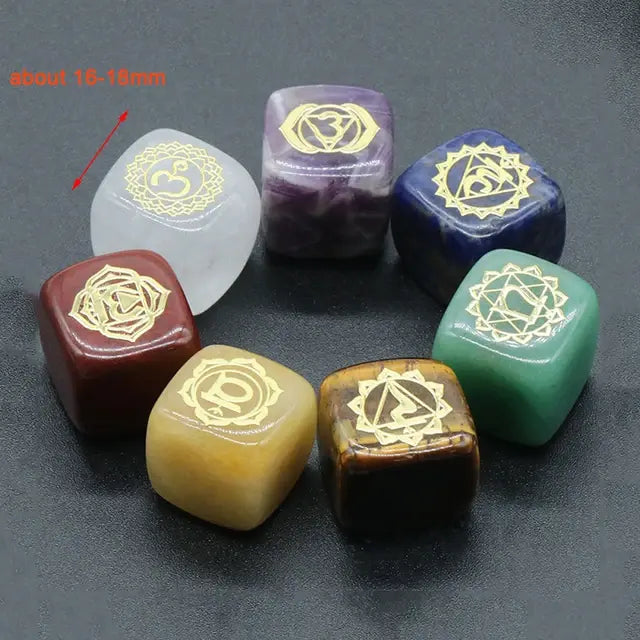 Set de 7 Piezas de Piedras de Cuarzo Cristalinas Naturales del Chakra del Corazón con Símbolos Grabados, Piedra de Yoga para la Fabricación de Joyas, Sanación Reiki y Meditación