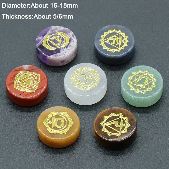 Set de 7 Piezas de Piedras de Cuarzo Cristalinas Naturales del Chakra del Corazón con Símbolos Grabados, Piedra de Yoga para la Fabricación de Joyas, Sanación Reiki y Meditación